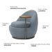 Poltrona Orgânica Kaira com Mesa Lateral Esquerda Base Fixa Titânio Bouclé Azul Claro - Nexta Casa