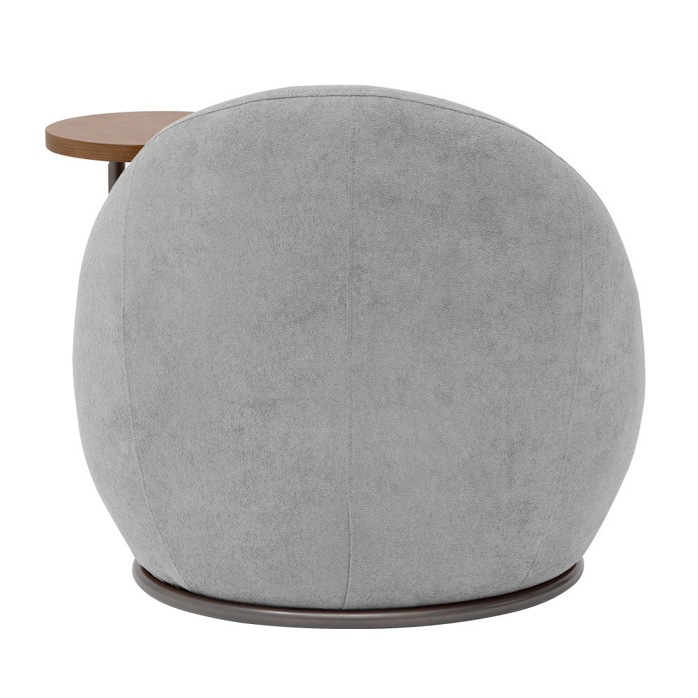 Poltrona Orgânica Kaira com Mesa Lateral Esquerda Base Fixa Titânio Bouclé Cinza Claro - Nexta Casa