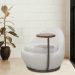 Poltrona Orgânica Kaira com Mesa Lateral Esquerda Base Fixa Titânio Bouclé Creep Off White - Nexta Casa