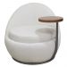 Poltrona Orgânica Kaira com Mesa Lateral Esquerda Base Fixa Titânio Bouclé Creep Off White - Nexta Casa