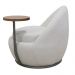 Poltrona Orgânica Kaira com Mesa Lateral Esquerda Base Fixa Titânio Bouclé Creep Off White - Nexta Casa