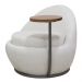 Poltrona Orgânica Kaira com Mesa Lateral Esquerda Base Fixa Titânio Bouclé Creep Off White - Nexta Casa