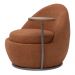 Poltrona Orgânica Kaira com Mesa Lateral Esquerda Base Fixa Titânio Bouclé Terracota - Nexta Casa