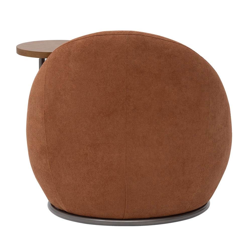 Poltrona Orgânica Kaira com Mesa Lateral Esquerda Base Fixa Titânio Bouclé Terracota - Nexta Casa