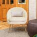 Poltrona Para Sala Rafa Pés Ouro Fosco Bouclé Off White - Nexta Casa