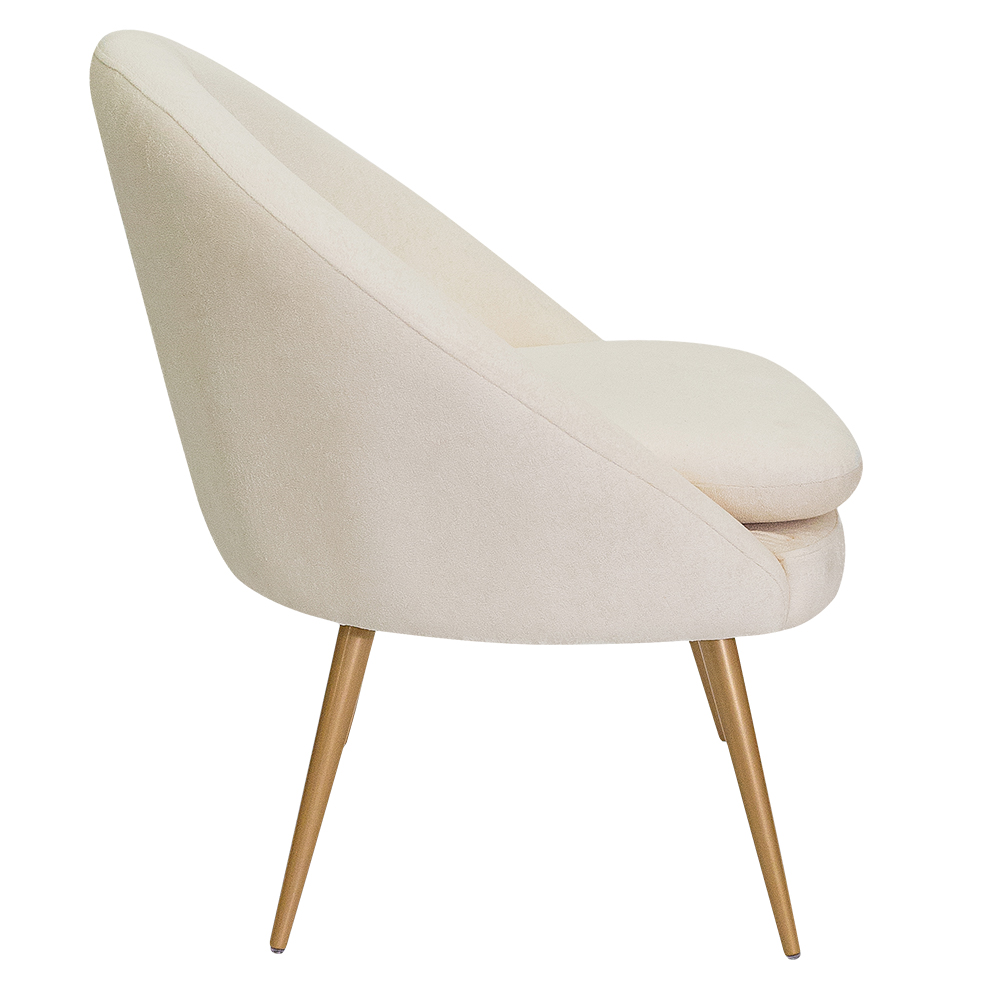 Poltrona Para Sala Rafa Pés Ouro Fosco Bouclé Off White - Nexta Casa