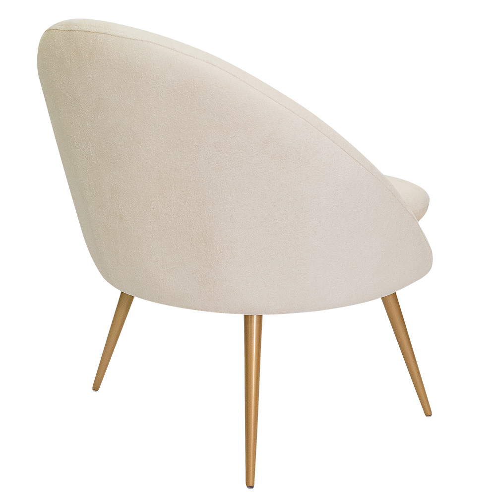 Poltrona Para Sala Rafa Pés Ouro Fosco Bouclé Off White - Nexta Casa