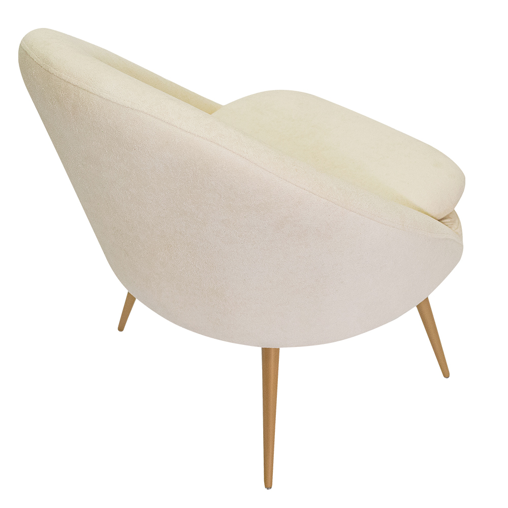Poltrona Para Sala Rafa Pés Ouro Fosco Bouclé Off White - Nexta Casa