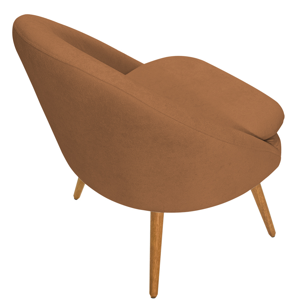 Poltrona Para Sala Rafa Pés Palito Castanho Bouclé Terracota - Nexta Casa