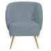 Poltrona Para Sala de Estar Agnes Pés Aço Ouro Fosco Bouclé Azul Claro - Nexta Casa
