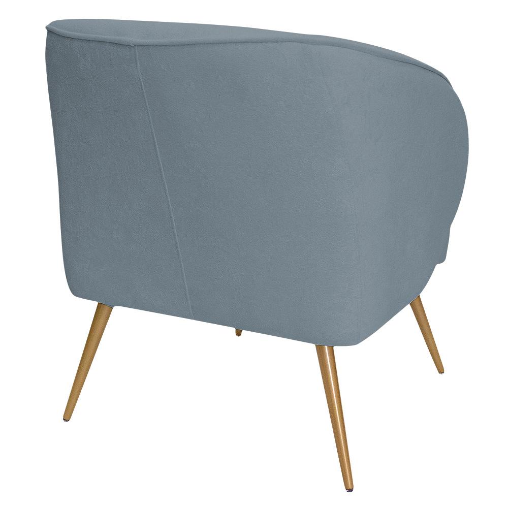 Poltrona Para Sala de Estar Agnes Pés Aço Ouro Fosco Bouclé Azul Claro - Nexta Casa