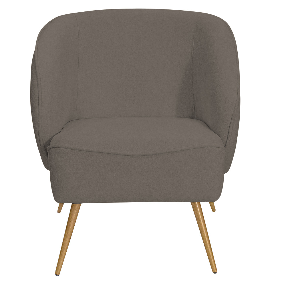 Poltrona Para Sala de Estar Agnes Pés Aço Ouro Fosco Bouclé Marrom - Nexta Casa