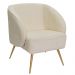 Poltrona Para Sala de Estar Agnes Pés Aço Ouro Fosco Bouclé Off White - Nexta Casa