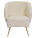 Poltrona Para Sala de Estar Agnes Pés Aço Ouro Fosco Bouclé Off White - Nexta Casa