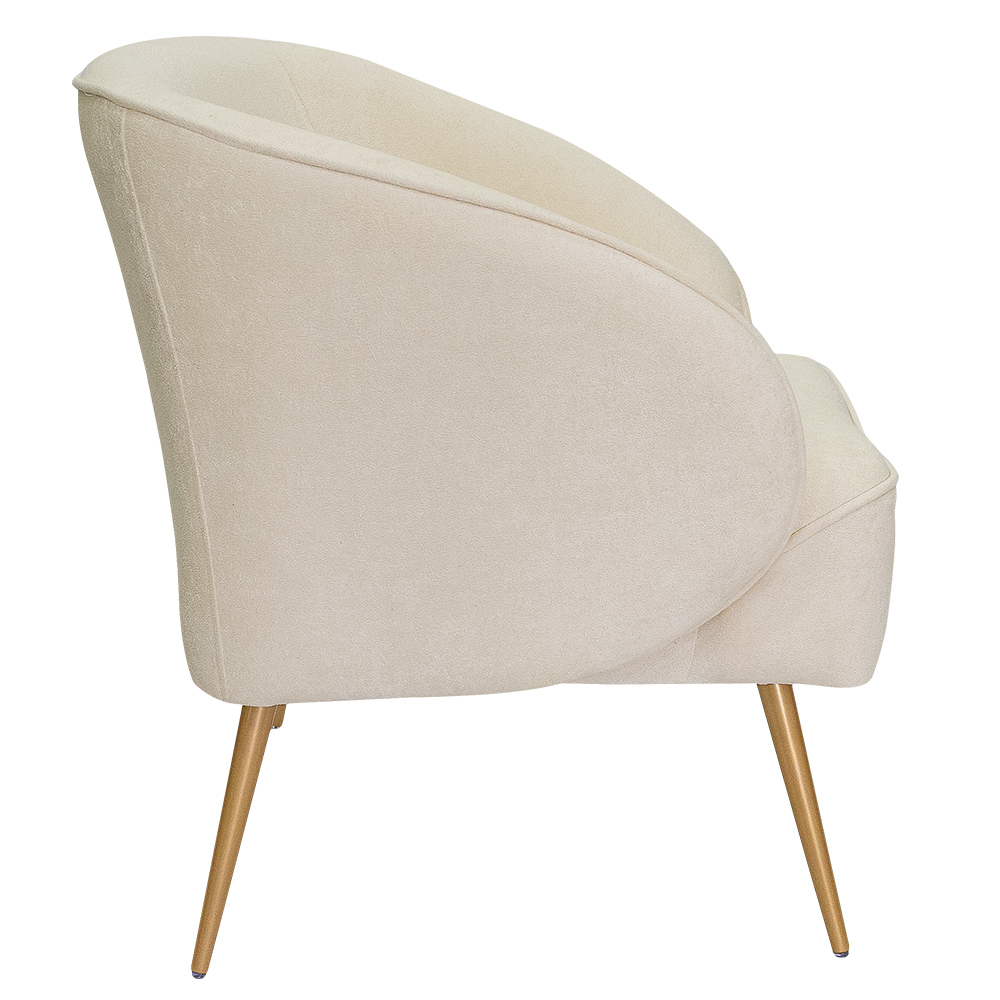 Poltrona Para Sala de Estar Agnes Pés Aço Ouro Fosco Bouclé Off White - Nexta Casa