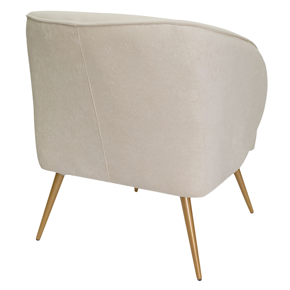 Poltrona Para Sala de Estar Agnes Pés Aço Ouro Fosco Bouclé Off White - Nexta Casa