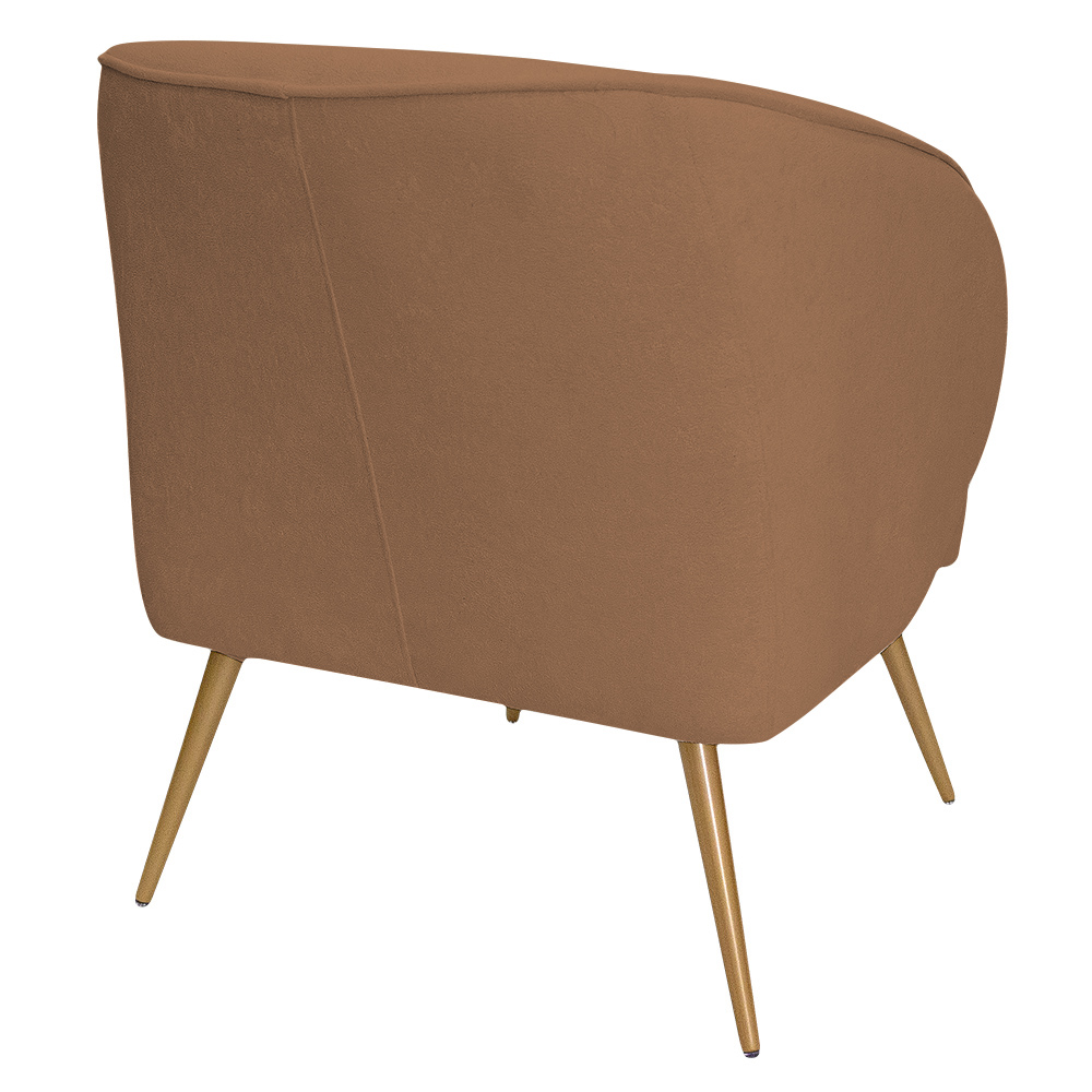 Poltrona Para Sala de Estar Agnes Pés Aço Ouro Fosco Bouclé Terracota - Nexta Casa