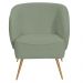 Poltrona Para Sala de Estar Agnes Pés Aço Ouro Fosco Bouclé Verde Claro - Nexta Casa