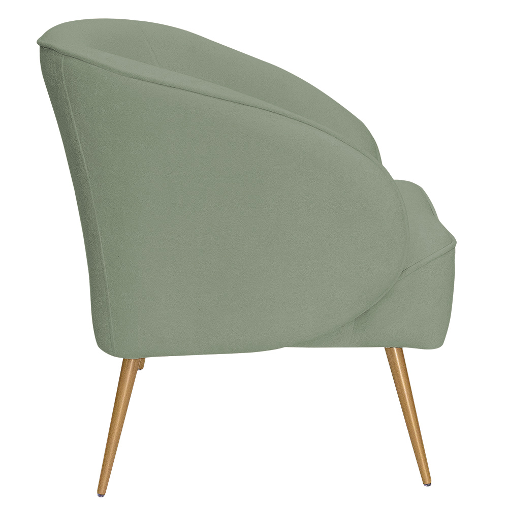 Poltrona Para Sala de Estar Agnes Pés Aço Ouro Fosco Bouclé Verde Claro - Nexta Casa