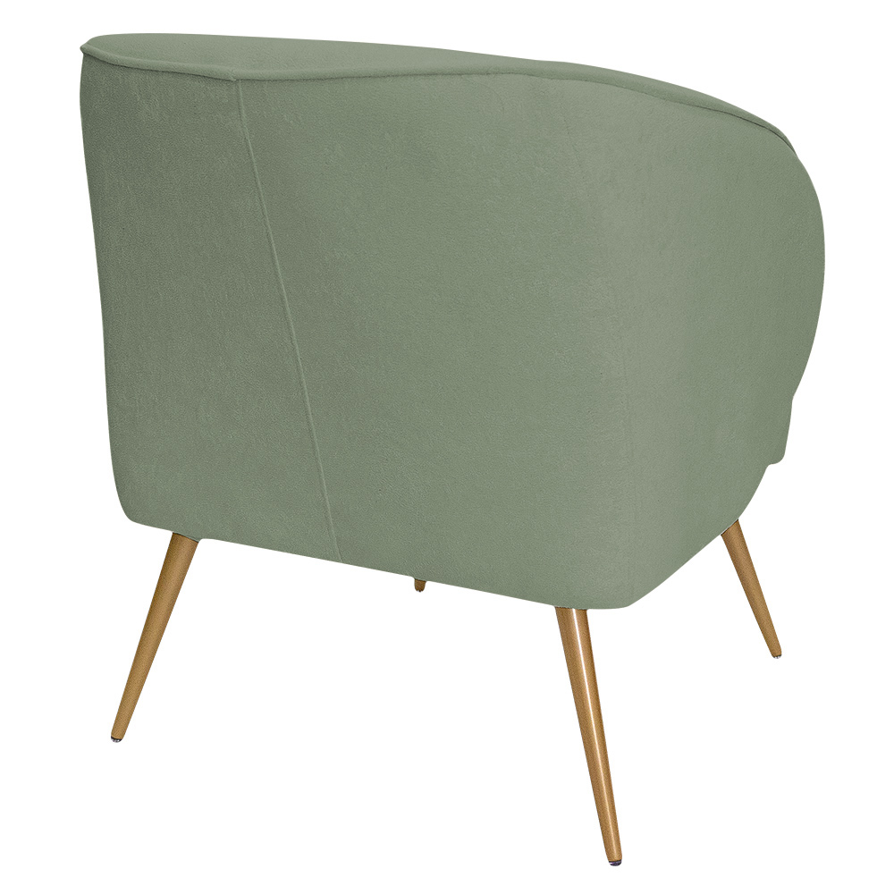 Poltrona Para Sala de Estar Agnes Pés Aço Ouro Fosco Bouclé Verde Claro - Nexta Casa