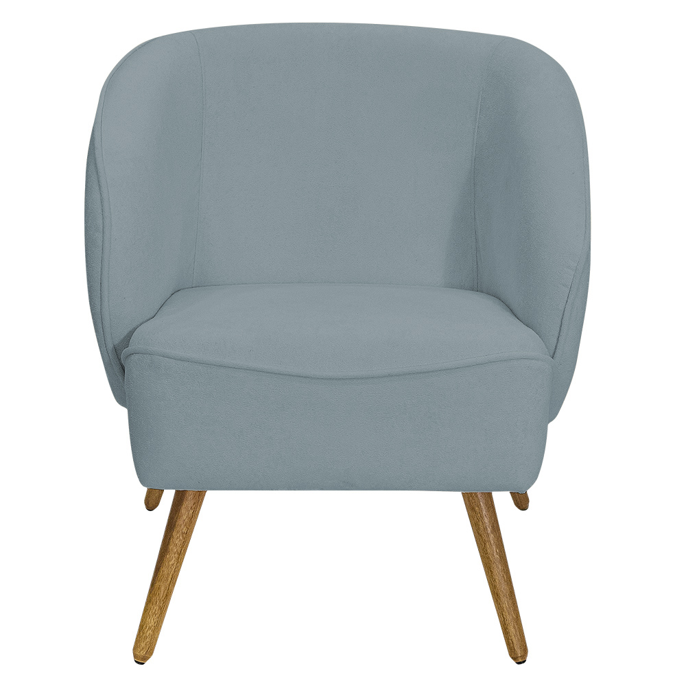 Poltrona Para Sala de Estar Agnes Pés Palito Castanho Bouclé Azul Claro - Nexta Casa