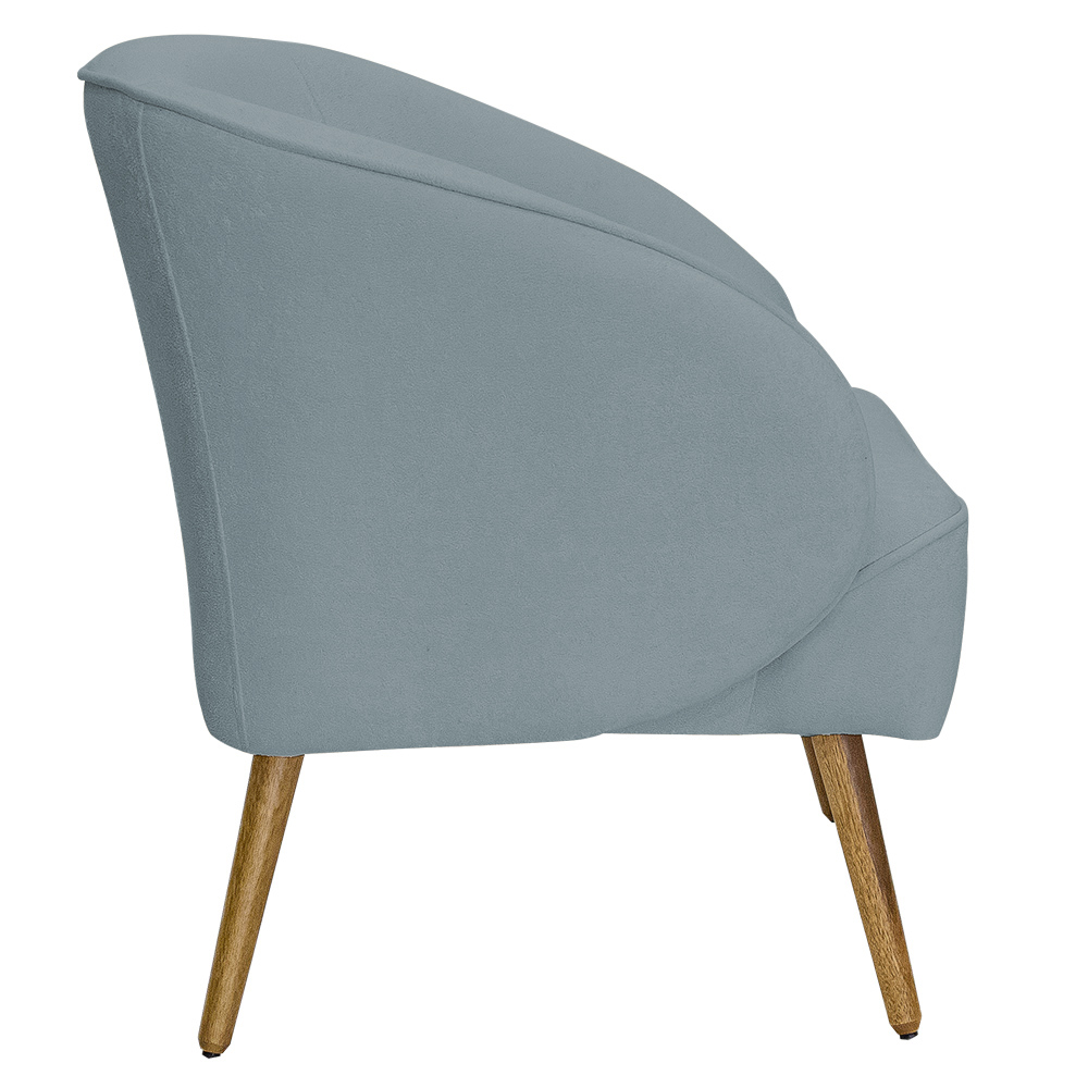 Poltrona Para Sala de Estar Agnes Pés Palito Castanho Bouclé Azul Claro - Nexta Casa