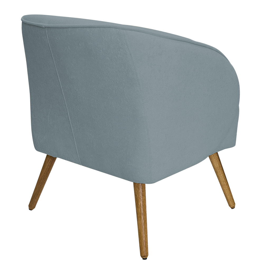 Poltrona Para Sala de Estar Agnes Pés Palito Castanho Bouclé Azul Claro - Nexta Casa