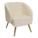 Poltrona Para Sala de Estar Agnes Pés Palito Castanho Bouclé Off White - Nexta Casa