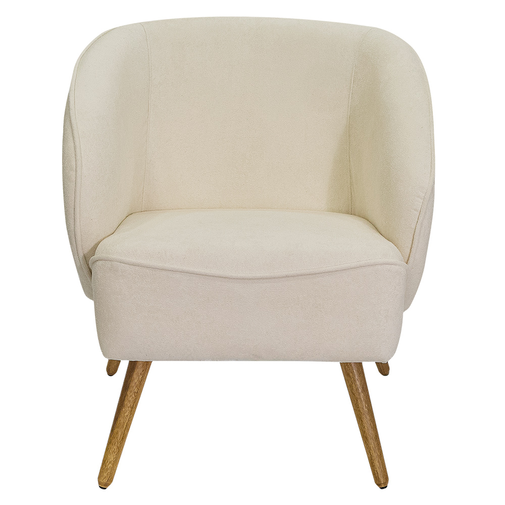 Poltrona Para Sala de Estar Agnes Pés Palito Castanho Bouclé Off White - Nexta Casa