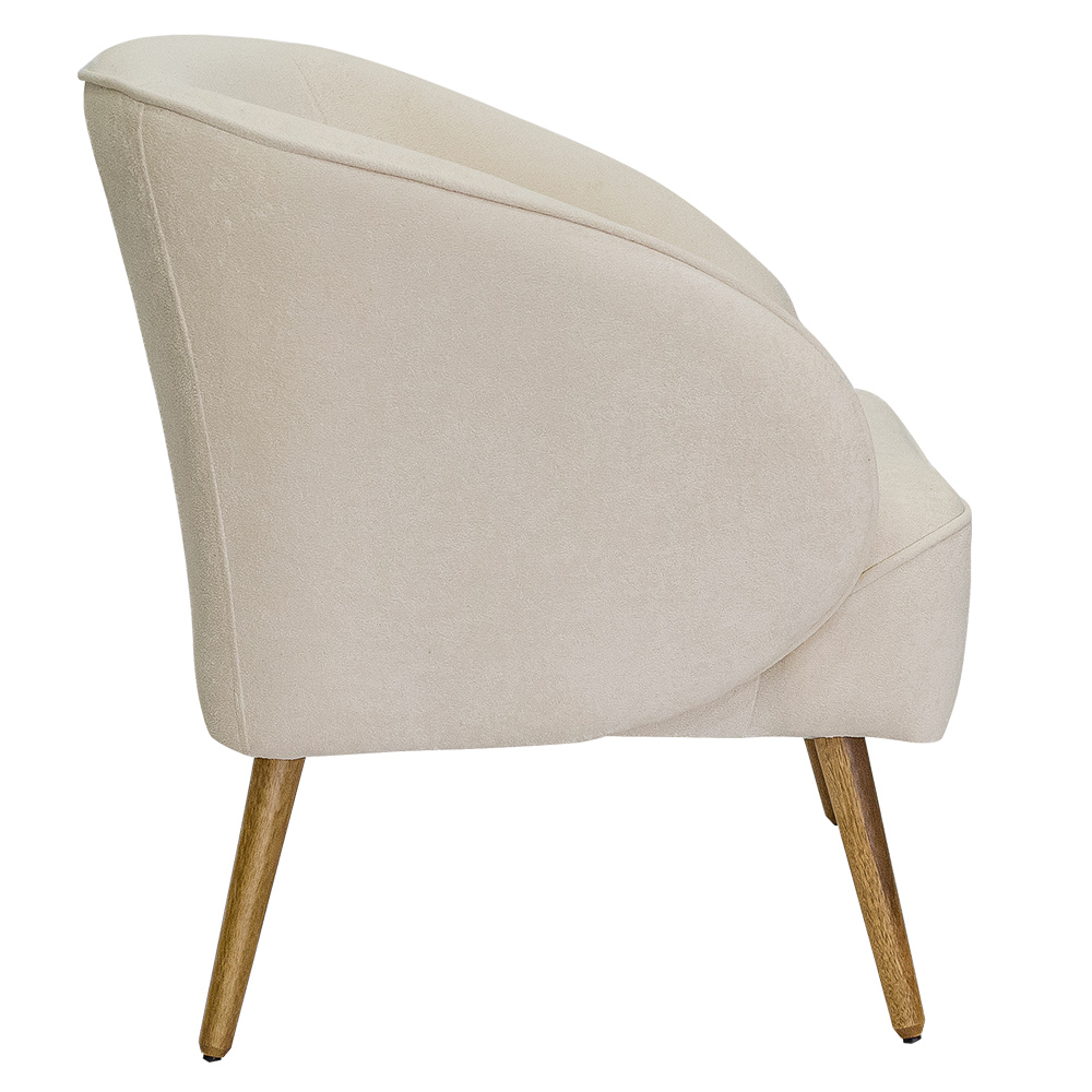 Poltrona Para Sala de Estar Agnes Pés Palito Castanho Bouclé Off White - Nexta Casa