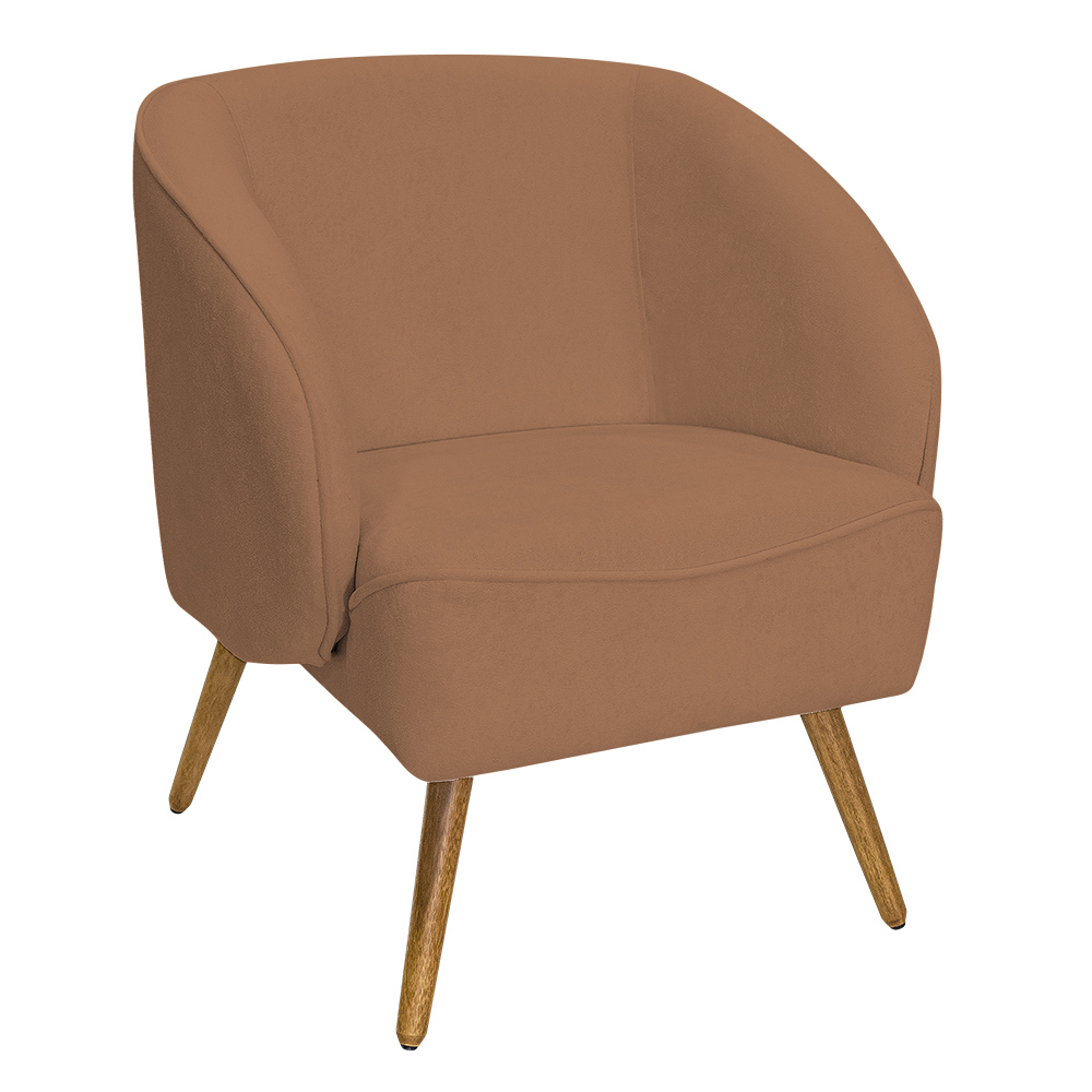 Poltrona Para Sala de Estar Agnes Pés Palito Castanho Bouclé Terracota - Nexta Casa