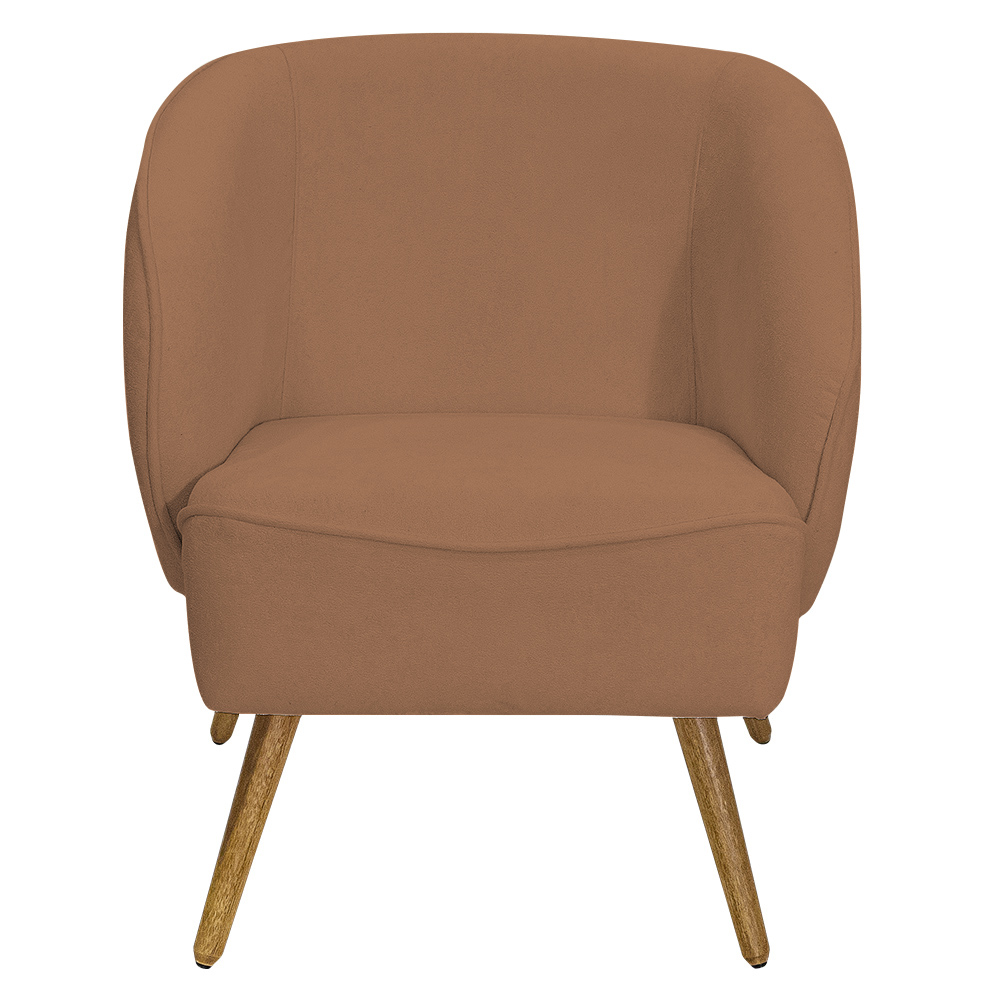 Poltrona Para Sala de Estar Agnes Pés Palito Castanho Bouclé Terracota - Nexta Casa