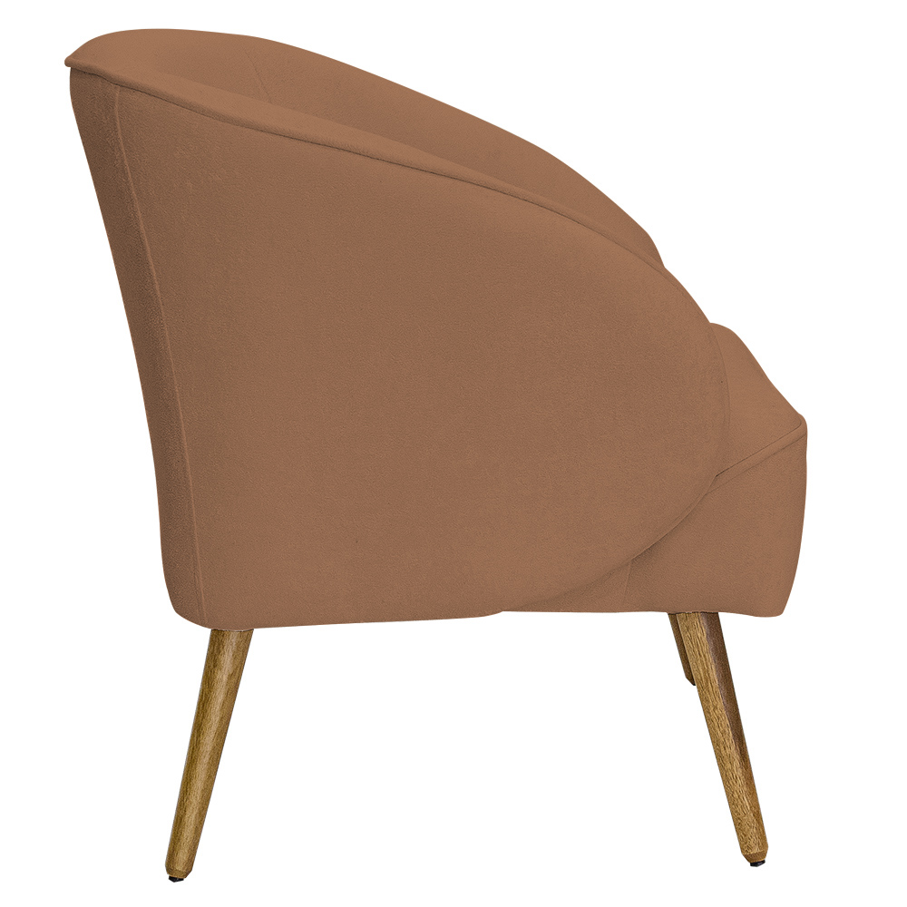 Poltrona Para Sala de Estar Agnes Pés Palito Castanho Bouclé Terracota - Nexta Casa