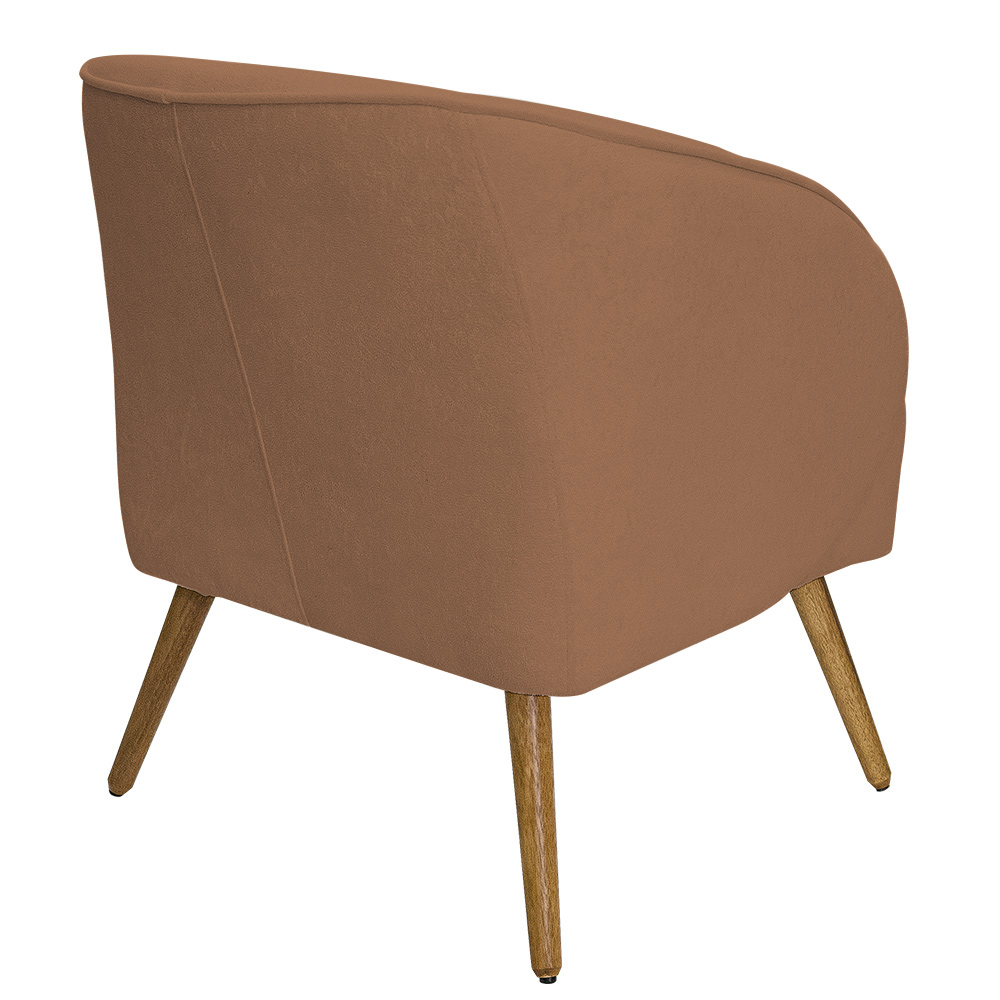 Poltrona Para Sala de Estar Agnes Pés Palito Castanho Bouclé Terracota - Nexta Casa
