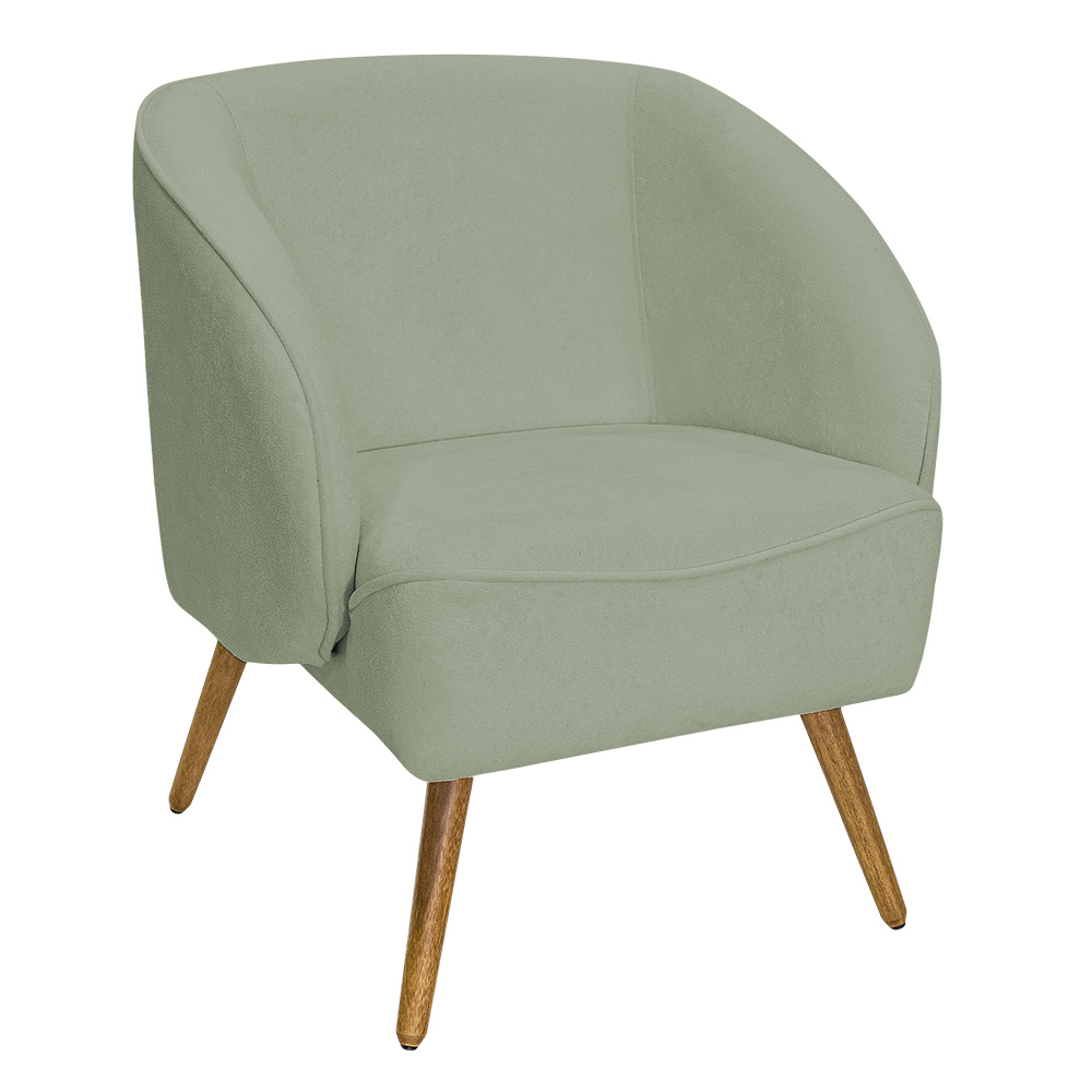 Poltrona Para Sala de Estar Agnes Pés Palito Castanho Bouclé Verde Claro - Nexta Casa