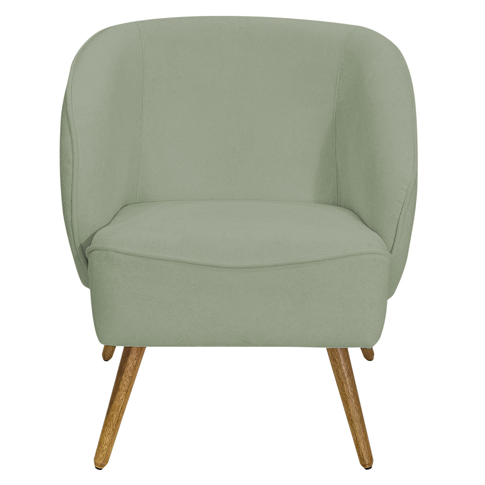 Poltrona Para Sala de Estar Agnes Pés Palito Castanho Bouclé Verde Claro - Nexta Casa