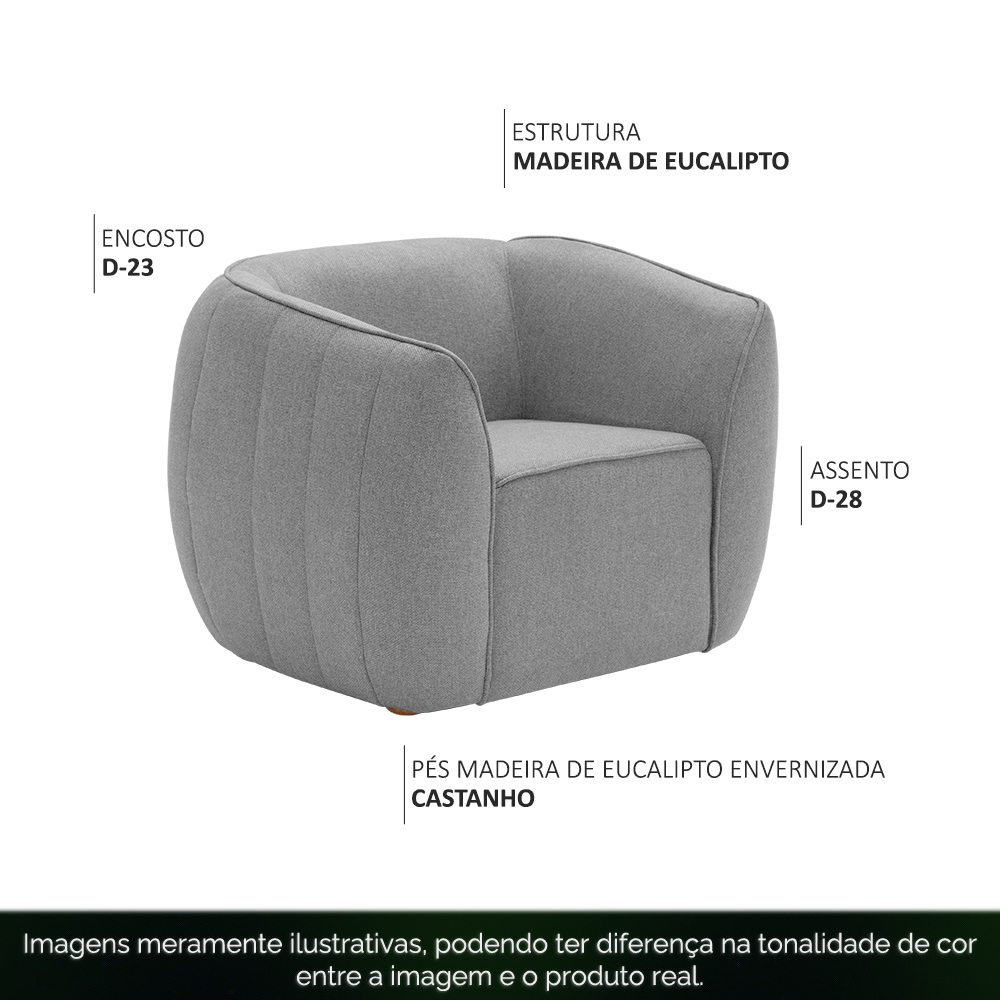 Poltrona Premium Provença Linho Cinza Mesclado - Nexta Casa