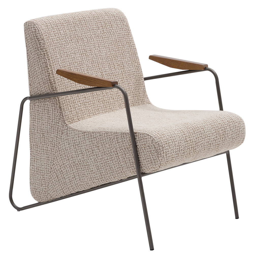 Poltrona Safira Base Aço Fixa Titânio Bouclé Tramare Off White Mesclado - Nexta Casa