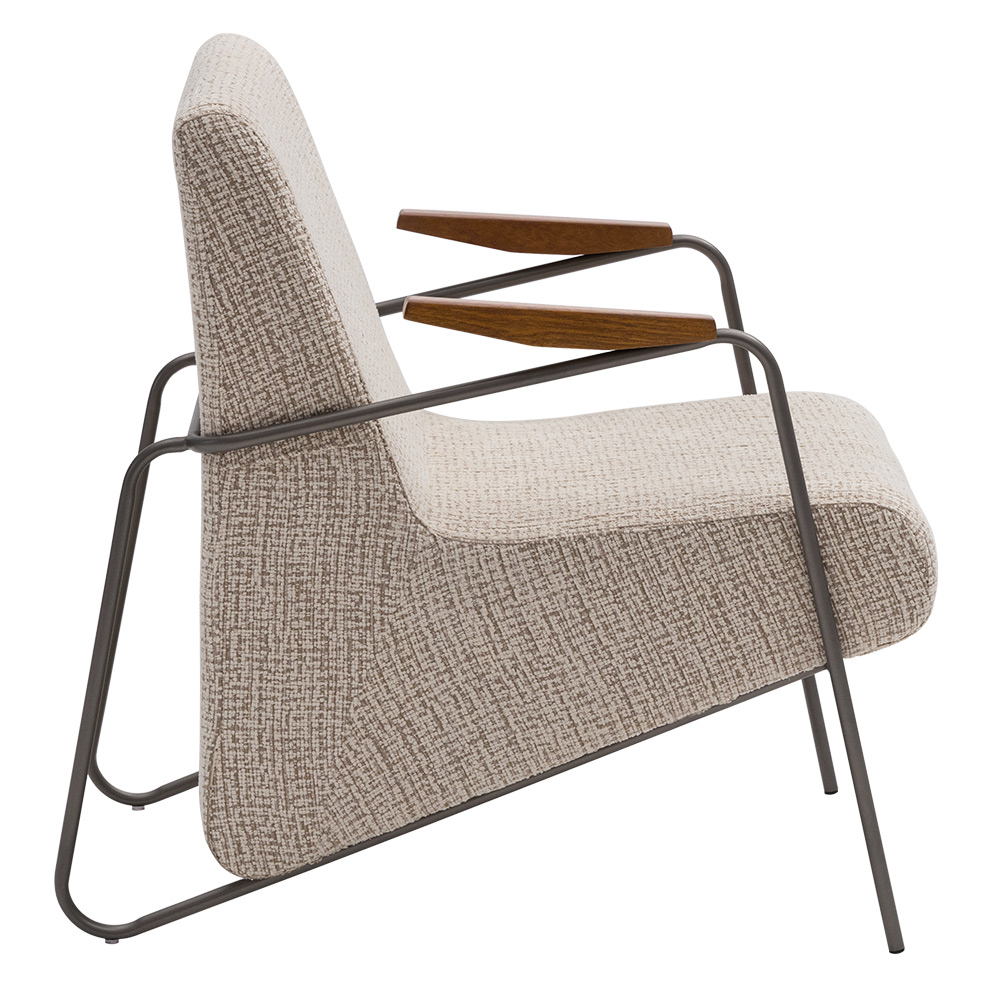 Poltrona Safira Base Aço Fixa Titânio Bouclé Tramare Off White Mesclado - Nexta Casa