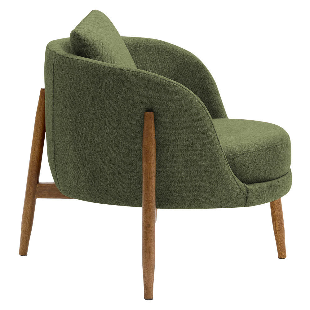 Poltrona Sala de Estar Austin Base Madeira Castanho Bouclé Verde - Nexta Casa