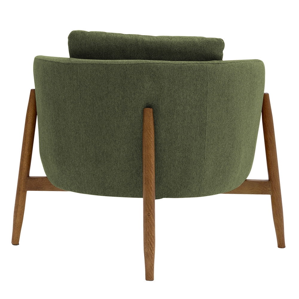 Poltrona Sala de Estar Austin Base Madeira Castanho Bouclé Verde - Nexta Casa