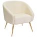 Poltrona Sala de Estar Mona Pés Aço Ouro Fosco Bouclé Off White - Nexta Casa