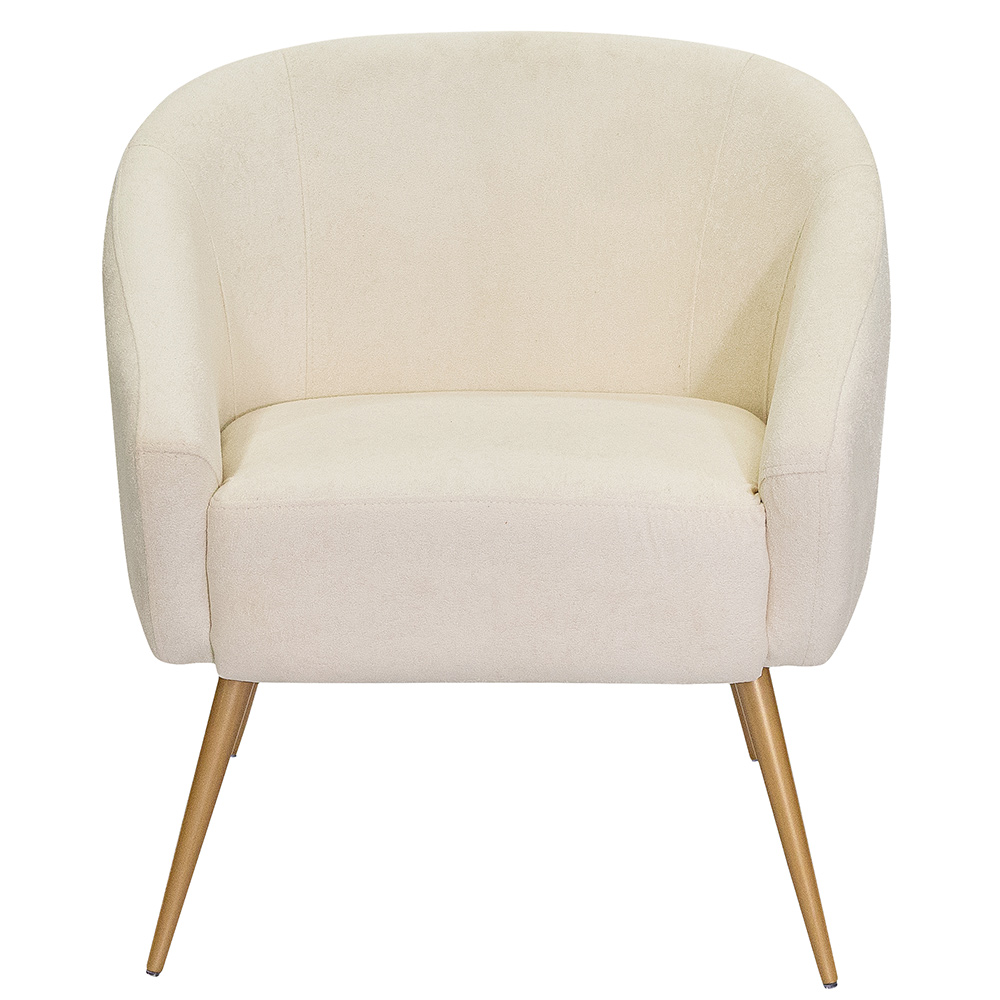 Poltrona Sala de Estar Mona Pés Aço Ouro Fosco Bouclé Off White - Nexta Casa