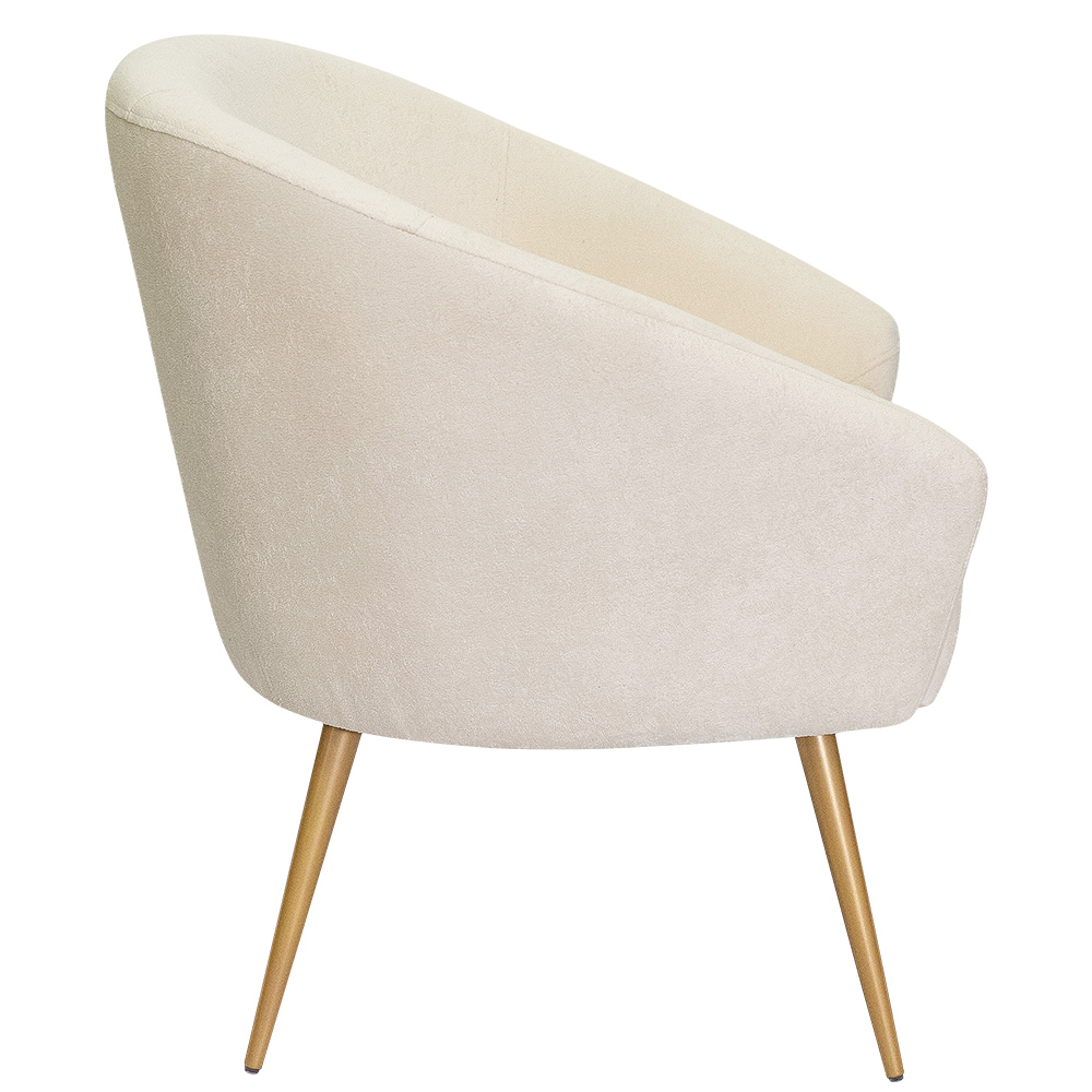 Poltrona Sala de Estar Mona Pés Aço Ouro Fosco Bouclé Off White - Nexta Casa