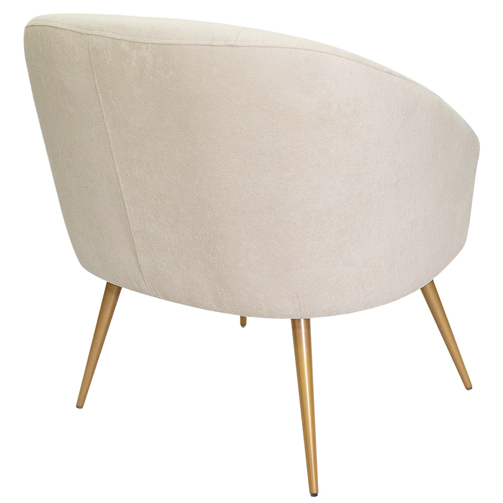 Poltrona Sala de Estar Mona Pés Aço Ouro Fosco Bouclé Off White - Nexta Casa