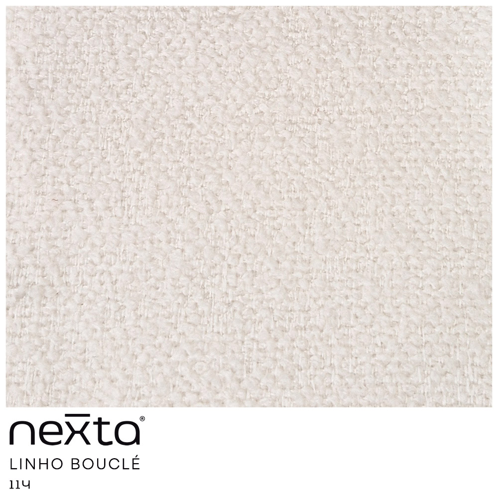 Poltrona com Puff Detroit Linho Bouclé Bege Claro - Nexta Casa