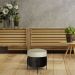 Puff Decorativo Lewis 45x45 cm Pés Preto Suede Preto/Veludo Creme - Nexta Casa