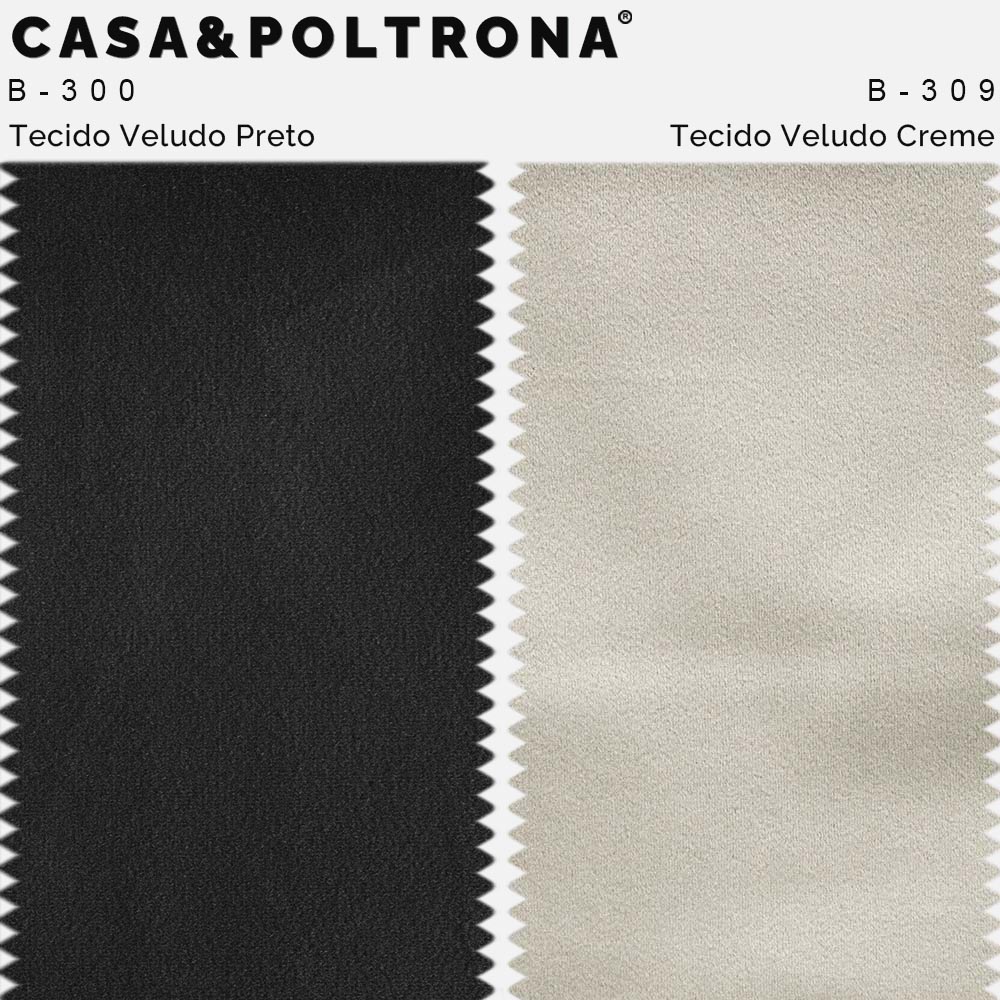 Puff Decorativo Lewis 45x45 cm Pés Preto Suede Preto/Veludo Creme - Nexta Casa