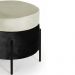 Puff Decorativo Lewis 45x45 cm Pés Preto Suede Preto/Veludo Creme - Nexta Casa