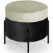 Puff Decorativo Lewis 45x45 cm Pés Preto Suede Preto/Veludo Creme - Nexta Casa